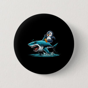 Macaron Rond 5 Cm Costume de requin à cheval sur un pingouin pour en