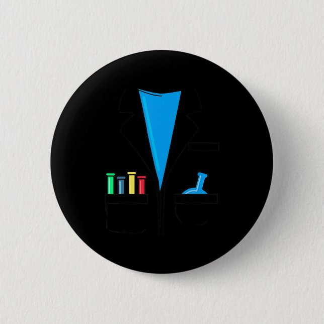 Macaron Rond 5 Cm Costume de scientifique fou Chimie Nerd Fun Scienc (Devant)