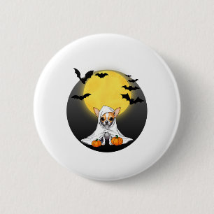 Macaron Rond 5 Cm Costume d'Halloween Chihuahua Puppy Ghost - Small 