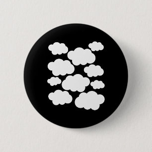 Macaron Rond 5 Cm Costume d'Halloween Nuages blancs