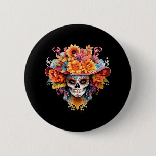 Macaron Rond 5 Cm Costume Dia De Los Muertos Jour Du Crâne Morte H