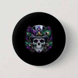 Macaron Rond 5 Cm Costume festif Mardi Gras Sugar Skull Top Dia De