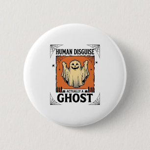 Macaron Rond 5 Cm Costume Humain Fantôme Humour Halloween Vintage_1