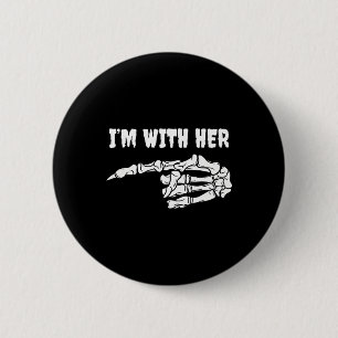 Macaron Rond 5 Cm Costume pour les couples Je suis avec son squelett