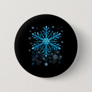 Macaron Rond 5 Cm Costumes de Noël flocon de neige bleu hiver Xmas h