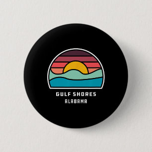 Macaron Rond 5 Cm Côte du Golfe Alabyma Rétro minimaliste vague océa