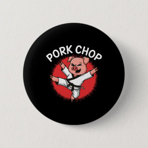 Macaron Rond 5 Cm Côtelette de porc Karaté Cochon Amusant pour les a