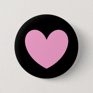 Macaron Rond 5 Cm Coton Candy Pink coeurs de polka sur noir