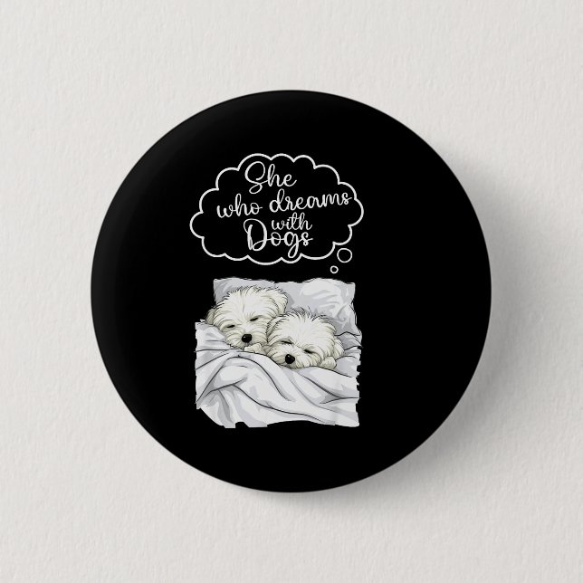 Macaron Rond 5 Cm Coton De Tulear Dog Nightgown Pajama  (Devant)