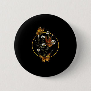Macaron Rond 5 Cm Cottagecore Goblincore Fairycore Graphique Fleur B