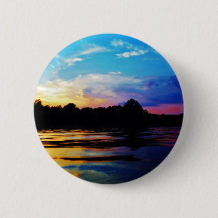 Macaron Rond 5 Cm Coucher de soleil arc-en-ciel sur le lac de montag