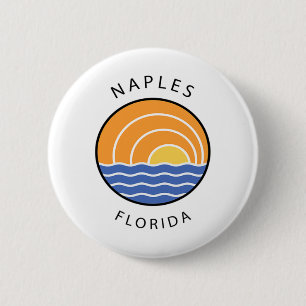Macaron Rond 5 Cm Coucher de soleil coloré Naples Floride Océan Palm