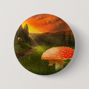Macaron Rond 5 Cm Coucher de soleil d'automne.