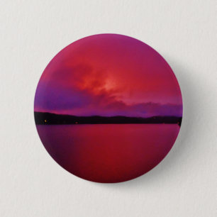 Macaron Rond 5 Cm Coucher de soleil rose vif sur le lac Arrowhead