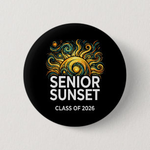 Macaron Rond 5 Cm Coucher de soleil senior Rétro Diplômé Cl 2026 Gra