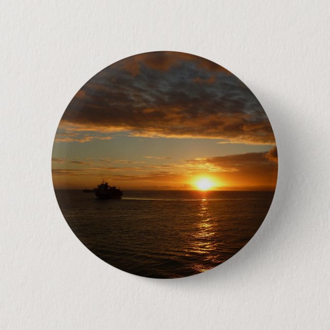 Macaron Rond 5 Cm Coucher de soleil sur la mer II (Devant)