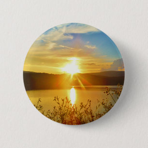 Macaron Rond 5 Cm Coucher de soleil sur le lac Arrowhead