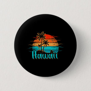 Macaron Rond 5 Cm Coucher de soleil tropical vintage palmier Hawaïen