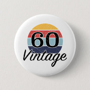Macaron Rond 5 Cm Coucher de soleil vintage du 60e anniversaire
