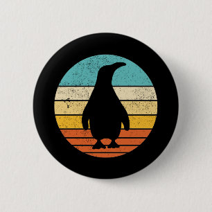 Macaron Rond 5 Cm Coucher de soleil Vintage rétro Penguin