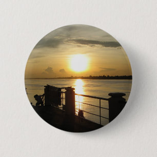 Macaron Rond 5 Cm Coucher du soleil du Mékong ... Nong Khai, Isaan, 