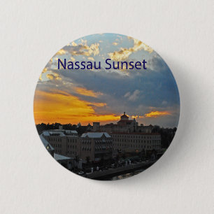Macaron Rond 5 Cm Coucher du soleil, Nassau Bahamas