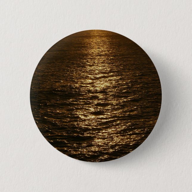 Macaron Rond 5 Cm Coucher du soleil sur l'eau Photographie de l'océa (Devant)