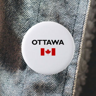 Macaron Rond 5 Cm Couleur claire canadienne de drapeau d'Ottawa