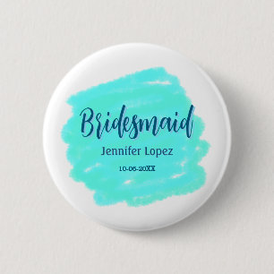 Macaron Rond 5 Cm Couleur d'aquarelle bleu clair de Bridesmaid ajout