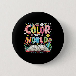 Macaron Rond 5 Cm Couleur Notre Programme Mondial de Lecture du Livr