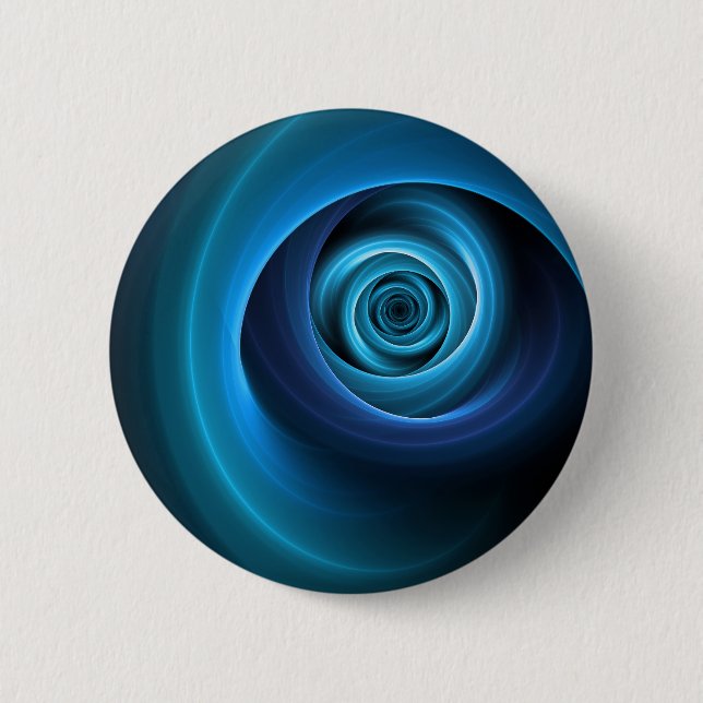 Macaron Rond 5 Cm Couleurs bleu spirale 3D Art Abstrait fractal mode (Devant)