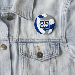 Macaron Rond 5 Cm couleurs de l'équipe de volley-ball gris bleu