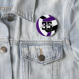 Macaron Rond 5 Cm couleurs de l'équipe de volley-ball noir violet