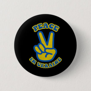 Macaron Rond 5 Cm Couleurs du drapeau de l'Ukraine Deux doigts Signe