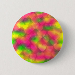 Macaron Rond 5 Cm Couleurs folles Coeurs Bokeh PIN BOUTON