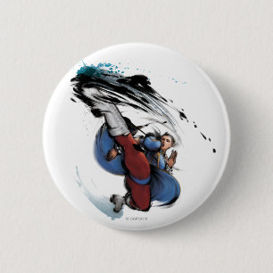 Macaron Rond 5 Cm Coup-de-pied de Chun-Li