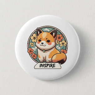 Macaron Rond 5 Cm Coupe Cute Shiba Inu