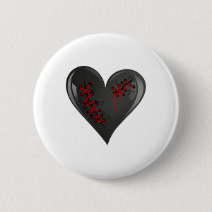Macaron Rond 5 Cm Coupe de saignement noir Coeur de guérison brisé o