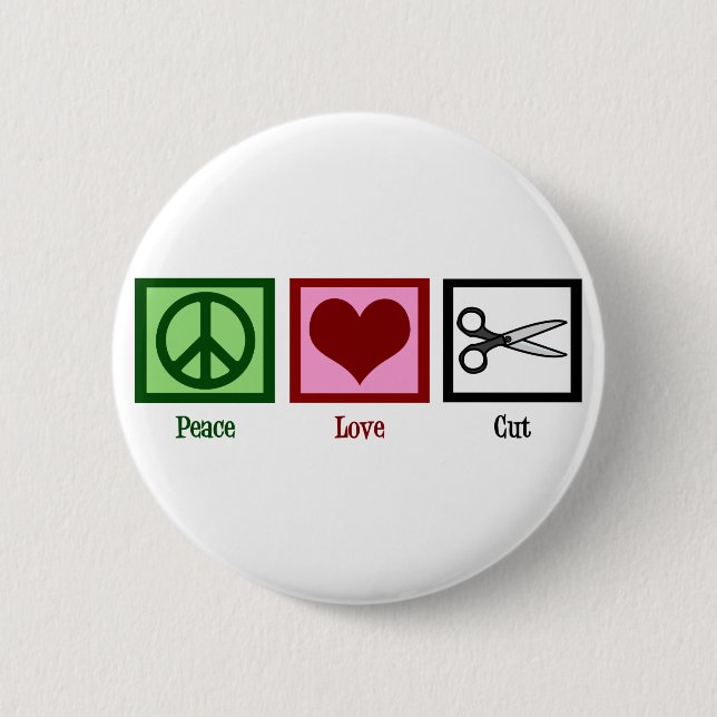 Macaron Rond 5 Cm Coupes de cheveux Peace Love (Devant)