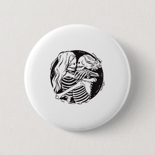 Macaron Rond 5 Cm Couple lesbien Fierté Lgbtq Squelettes S'embrassan