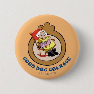 Macaron Rond 5 Cm Courage du chien lâché   Good Dog Courage