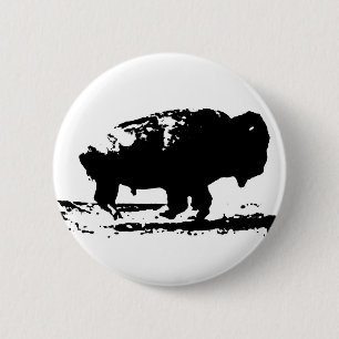 Macaron Rond 5 Cm Courir Buffalo Bison Pop Art