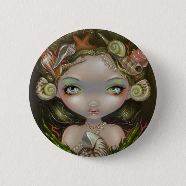Macaron Rond 5 Cm "Couronne bouton de coquilles" (Devant)