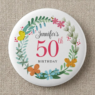 Macaron Rond 5 Cm Couronne de fleurs d'été papillon pour fête d'anni