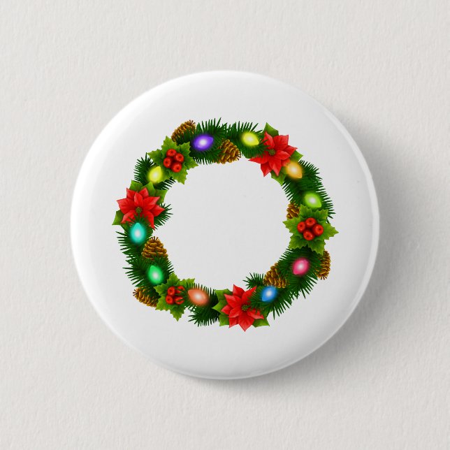 Macaron Rond 5 Cm couronne de lumières de noël (Devant)