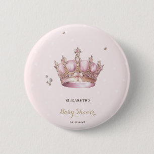 Macaron Rond 5 Cm Couronne de Petite Princesse Perles Points Baby Sh