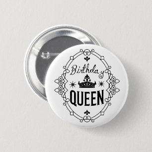 Macaron Rond 5 Cm Couronne de Reine d'Anniversaire Élégante Typograp