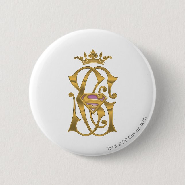 Macaron Rond 5 Cm Couronne d'or Supergirl (Devant)