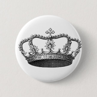 Macaron Rond 5 Cm Couronne vintage noire et blanche