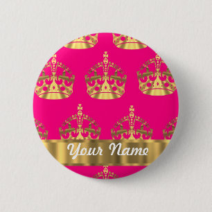 Macaron Rond 5 Cm Couronnes d'or sur des roses indien